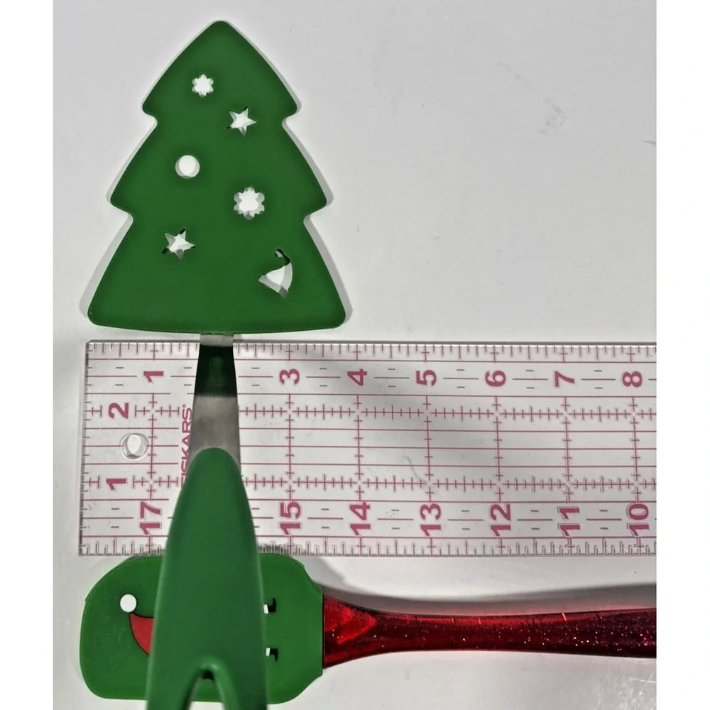 Unbranded Christmas Spatula and Pie Server Set OS Green Santa Tree Glitter